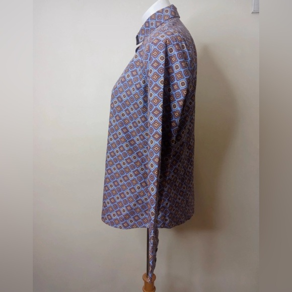 Lands’ End No Iron Supima Button-Up Shirt Women’s Size 8 Geometric Print - Picture 3 of 10